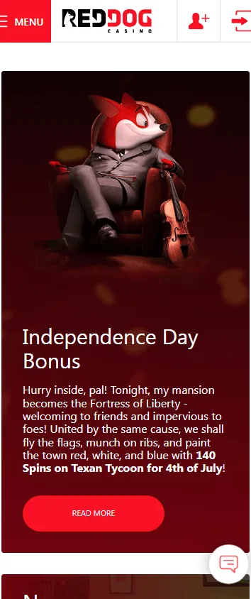 Red Dog Casino promotional offers on a mobile device